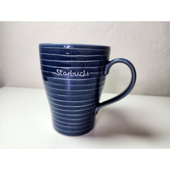STARBUCKS By DESIGN HOUSE Stockholm 2009 Blue White Stripe Coffee Mug - Picture 1 of 5